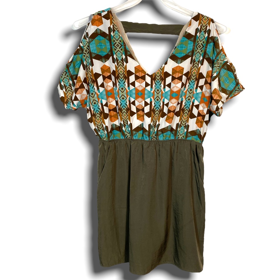 Peppermint For Anthropologie Womens Dress Size Large Cold Shoulder Elastic Waist